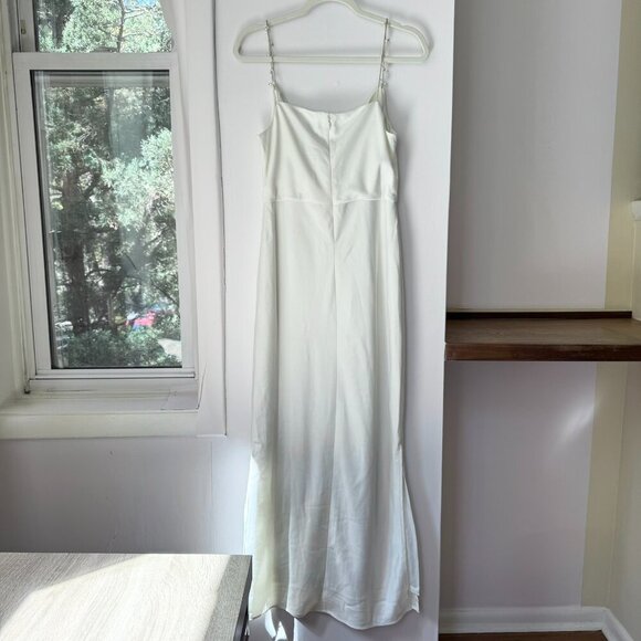 NWT Sachin + Babi Pema Satin Midi Dress White Pearl Gold Wedding Straps Size 10 - Picture 10 of 13